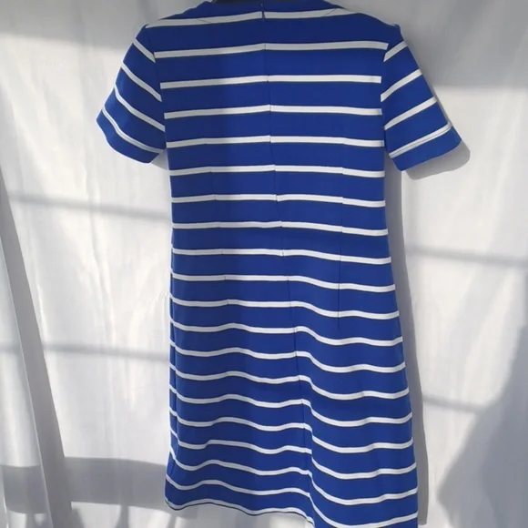 GAP Blue/white striped heavy tee dress with pockets, back zip, front pockets - Picture 5 of 8